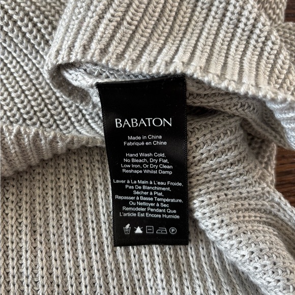 Aritzia BABATON Silk Blend Knit Fisherman Crew Sweater Size L - Picture 5 of 10